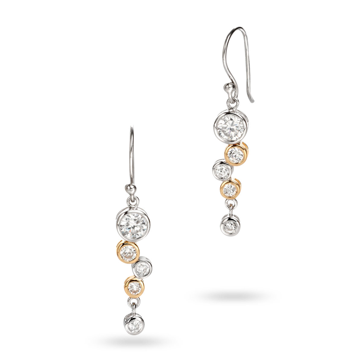 Sterling Silver & Gold Plated Cubic Zirconia Bubble Drop Earrings