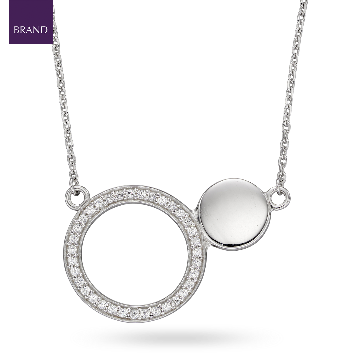 Sterling Silver Double Disc Cubic Zirconia Set Necklace