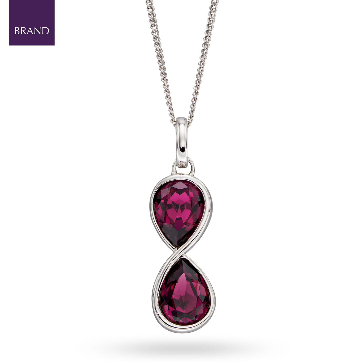 Sterling Silver Infinity Purple Crystal Pendant & Chain