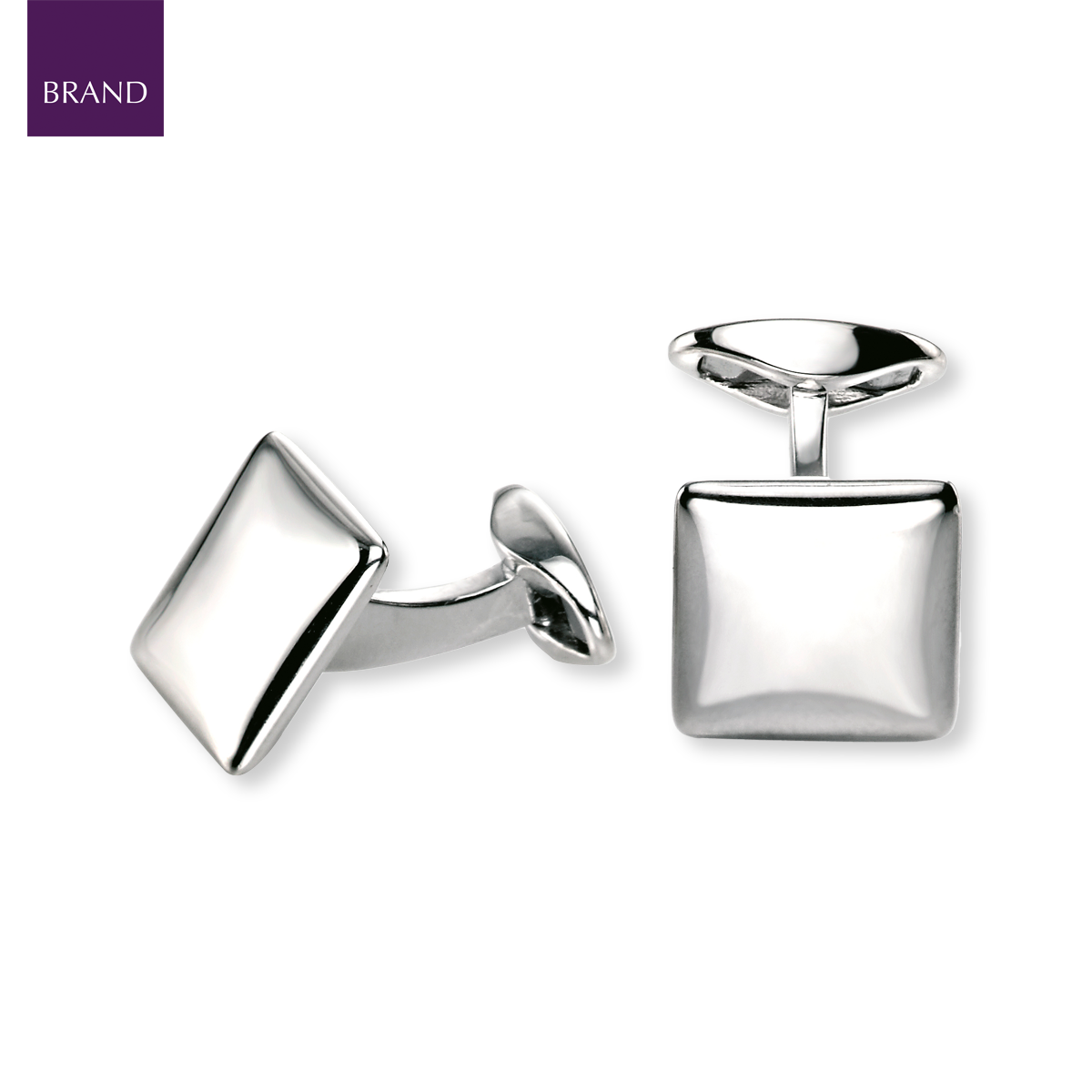 Sterling Silver Square with Rounded Profile Cufflinks