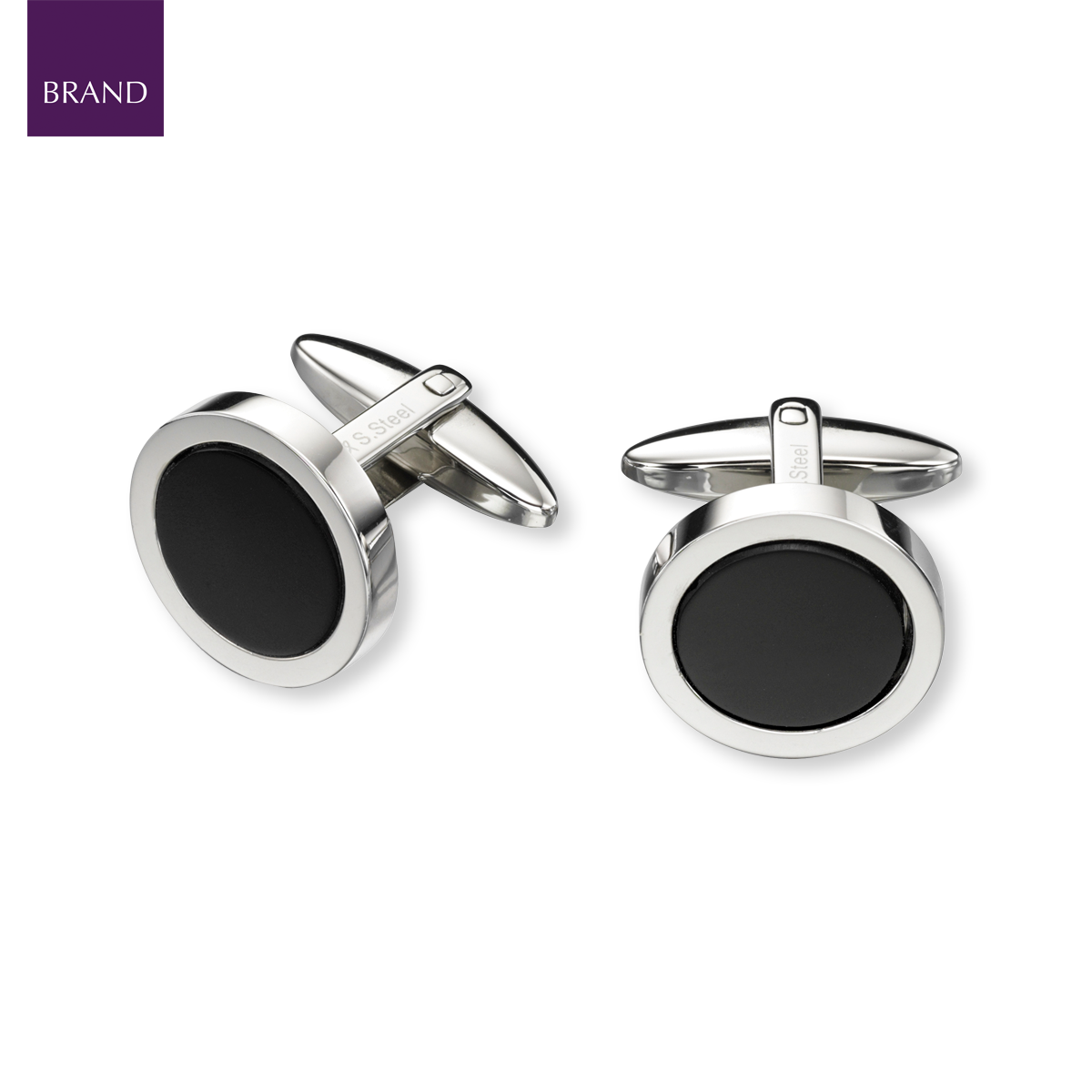 Stainless Steel Round Black Onyx Cufflinks