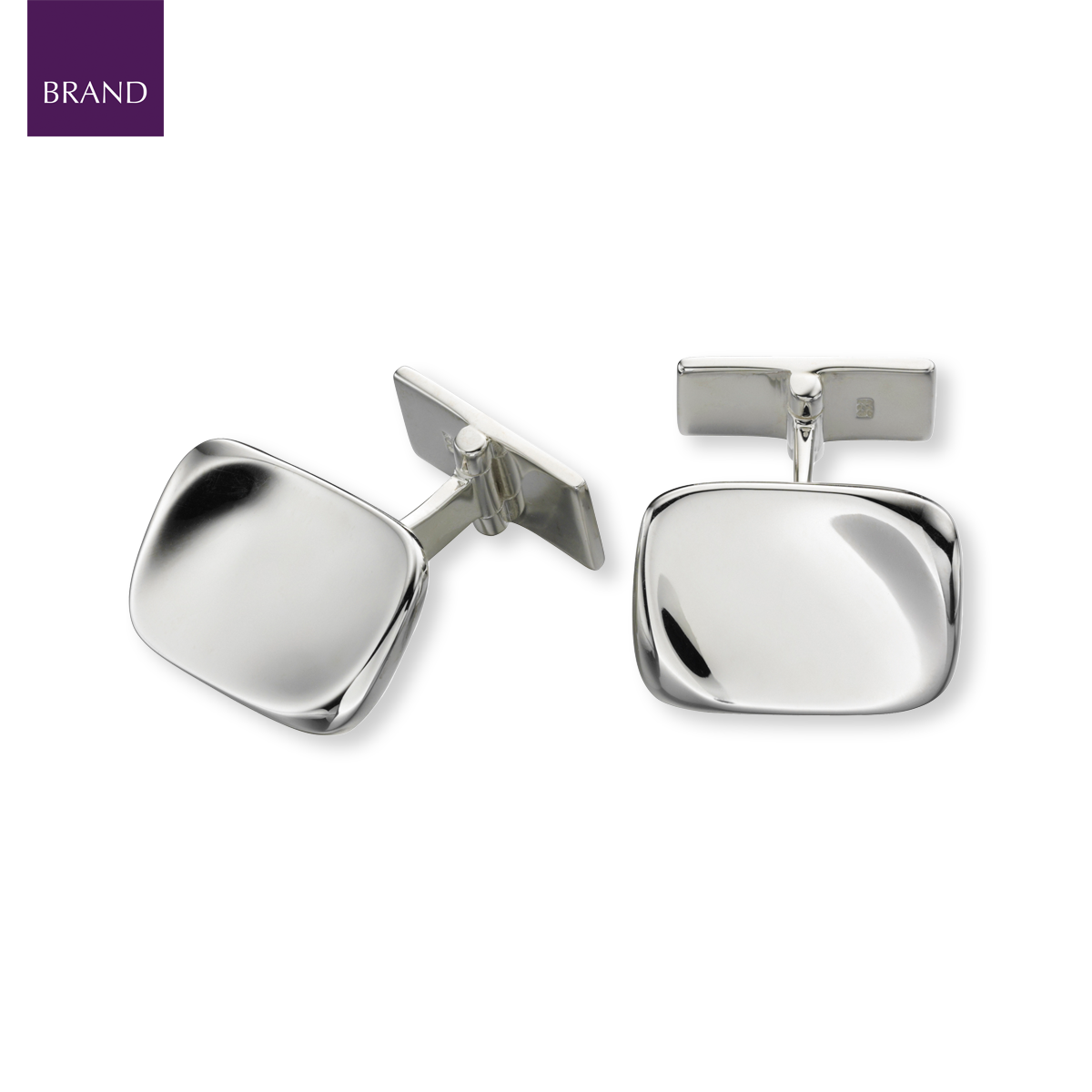 Sterling Silver Rectangular Organic Cufflinks