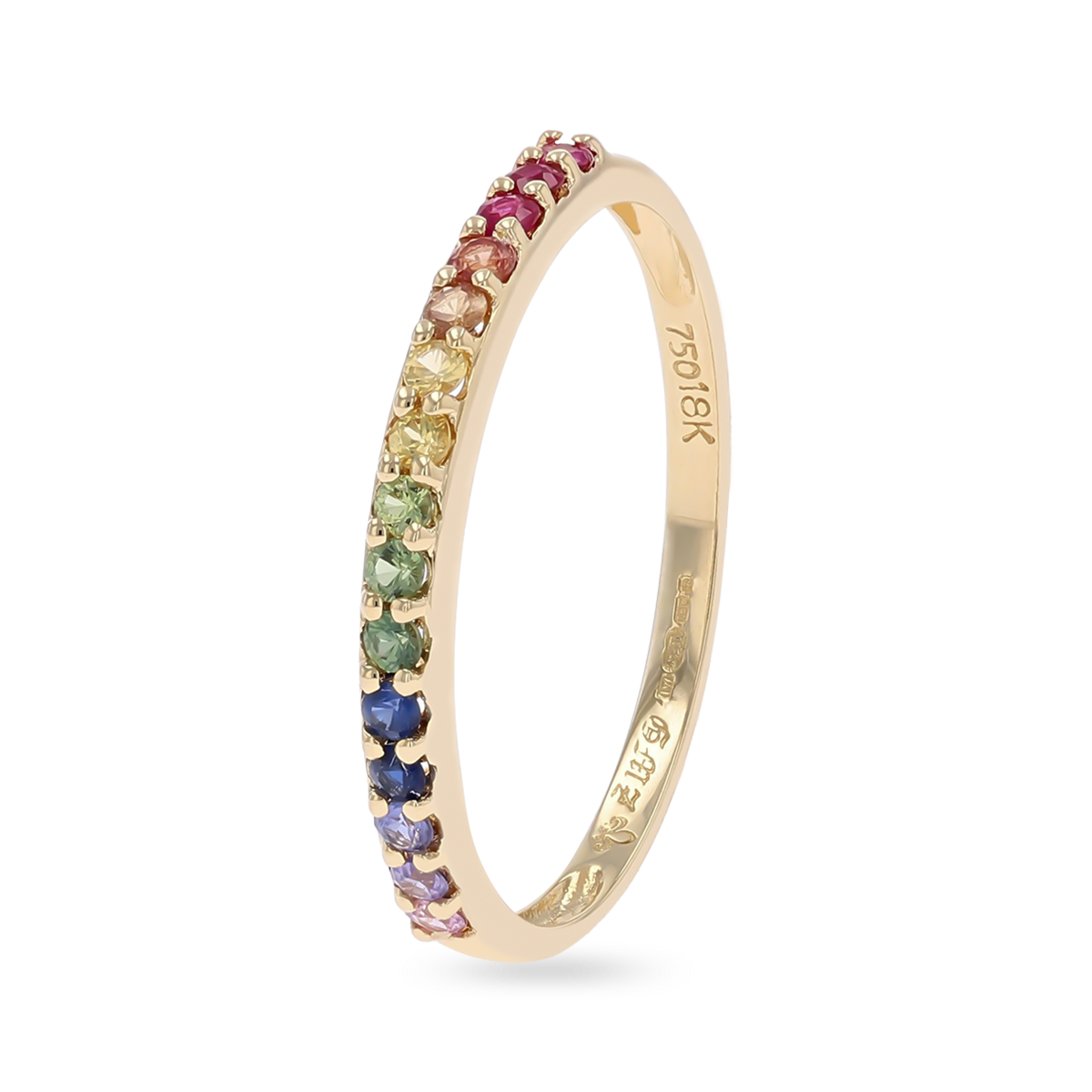 18ct Yellow Gold Rainbow Fancy Sapphire Eternity Ring