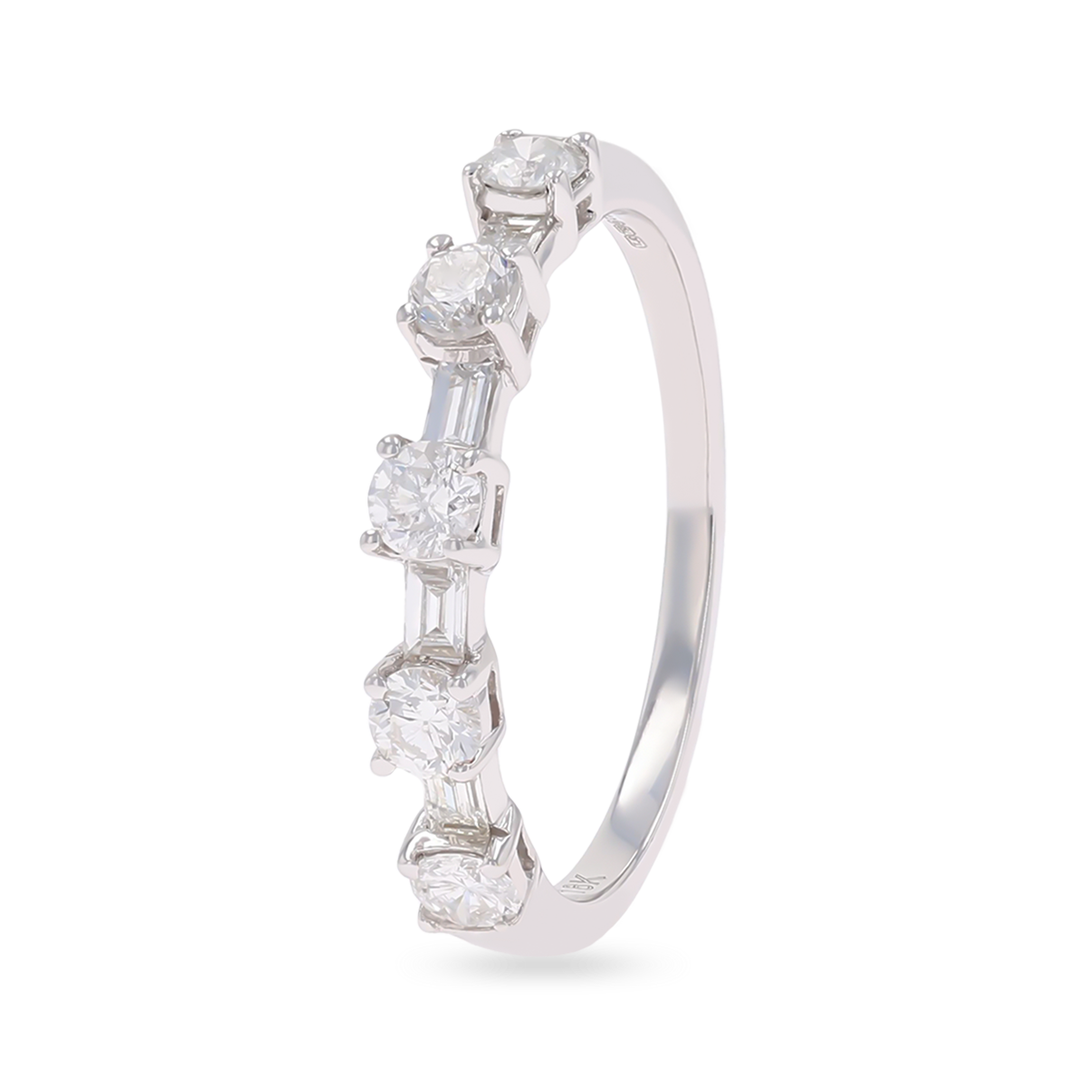 18ct White Gold Round & Baguette Cut 0.70cts Diamond Eternity Ring