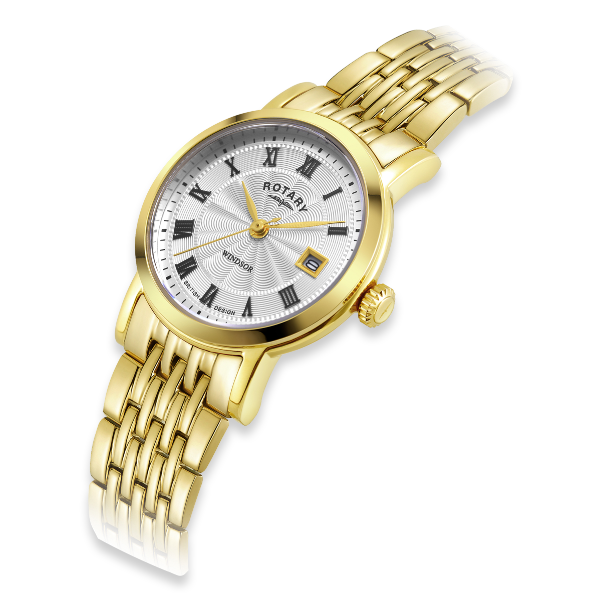 Rotary Heritage Watch, Silver Dial with Gold Plated Bracelet - LB05423/01