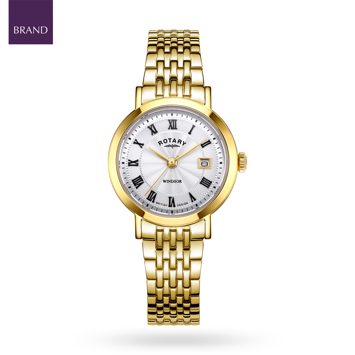 Rotary Heritage Watch, Silver Dial with Gold Plated Bracelet - LB05423/01