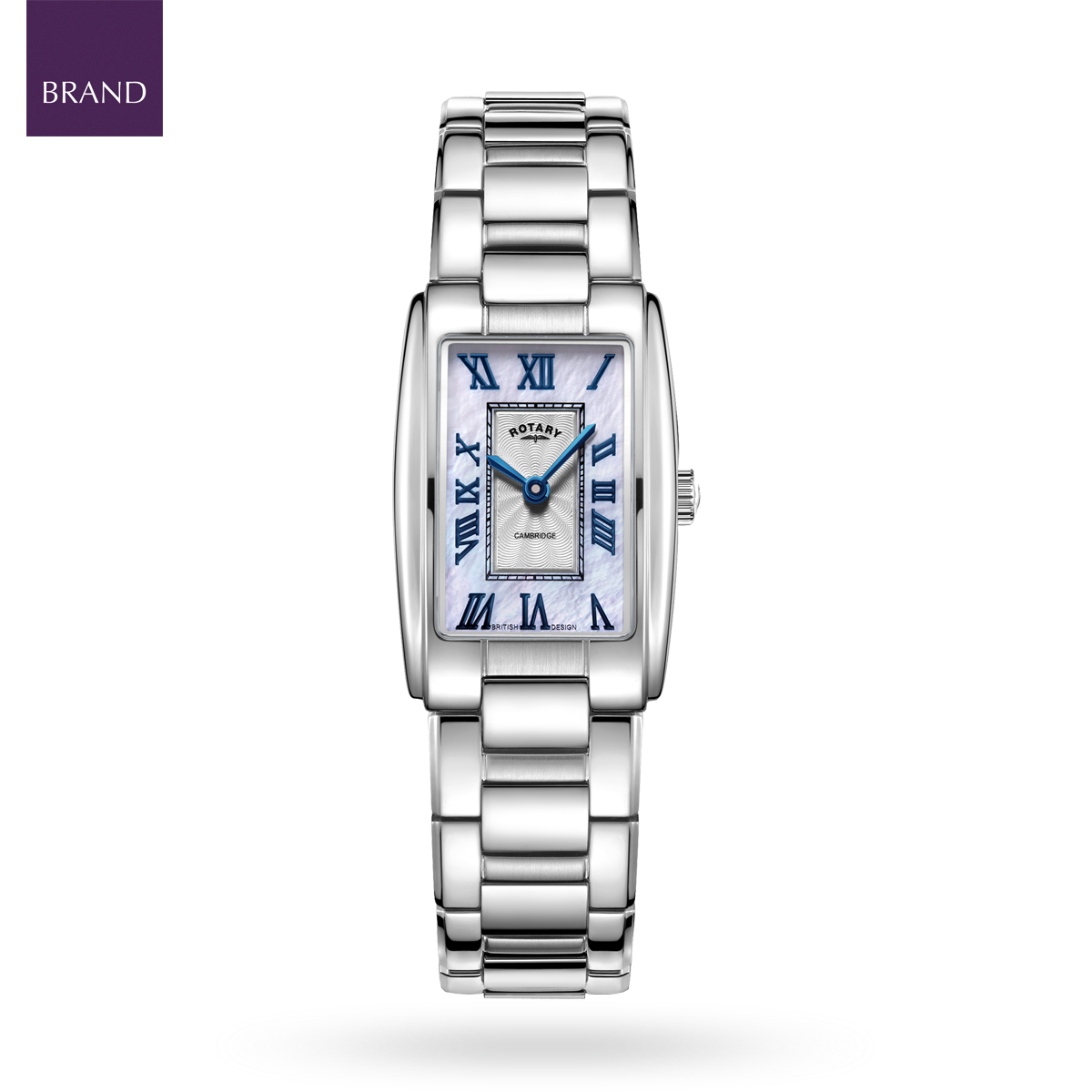 Cambridge Watch Mother of Pearl Rectangular Dial with Stainless Steel Bracelet