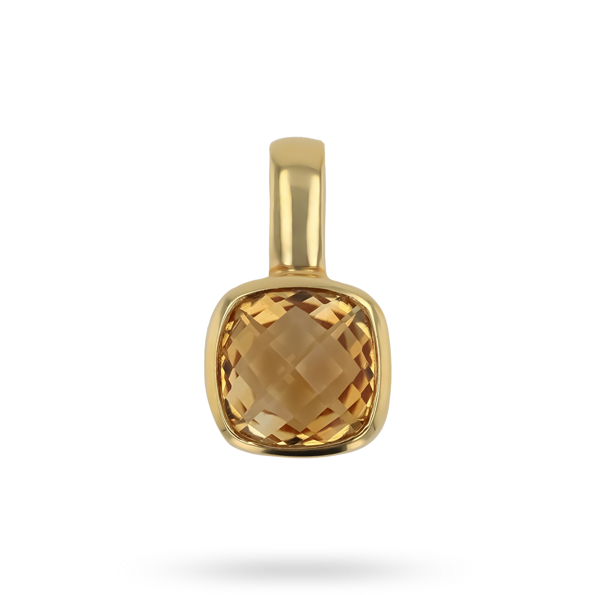 18ct Yellow Gold Cushion Shaped Citrine Solitaire Pendant