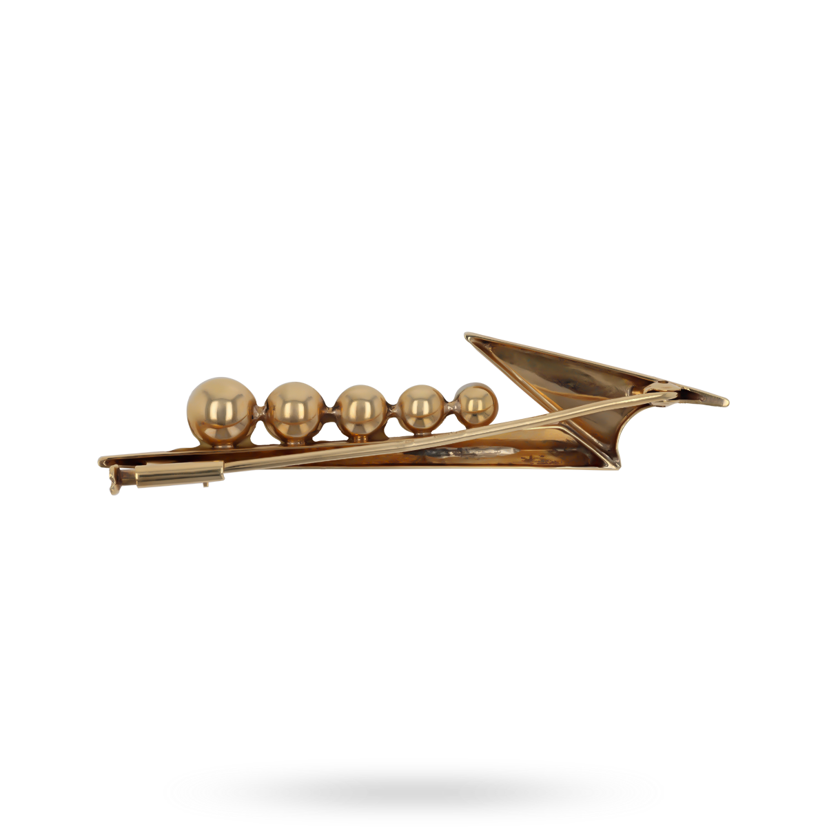 14ct Yellow Gold Graduated Imitation Pearl Lightning Bolt Brooch