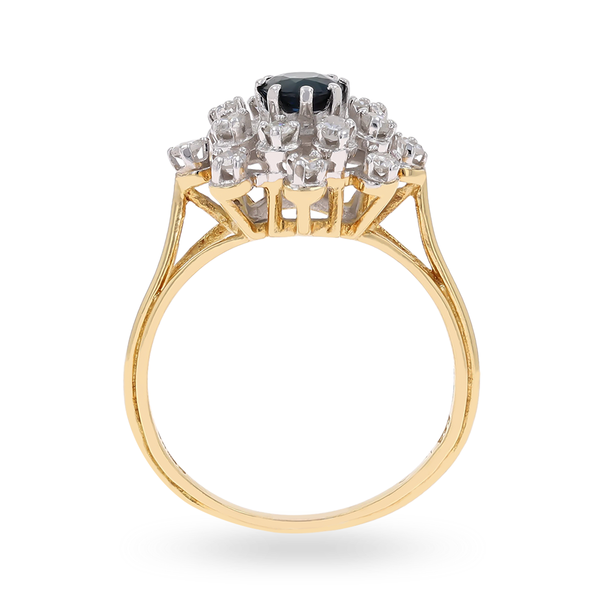 18ct Yellow Gold Sapphire & Diamond Celestial Cluster Ring