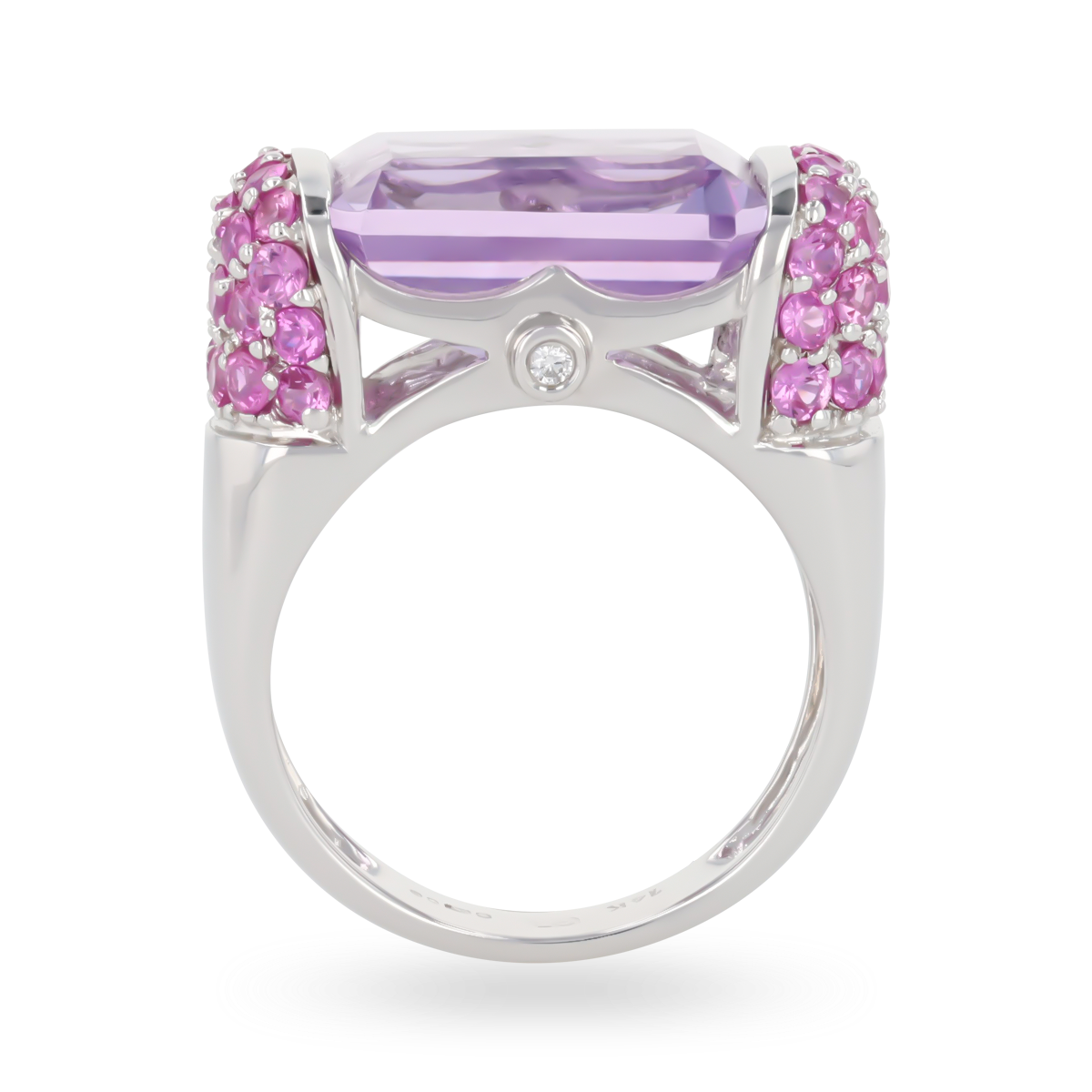 14ct White Gold Amethyst & Pink Sapphire Cocktail Ring
