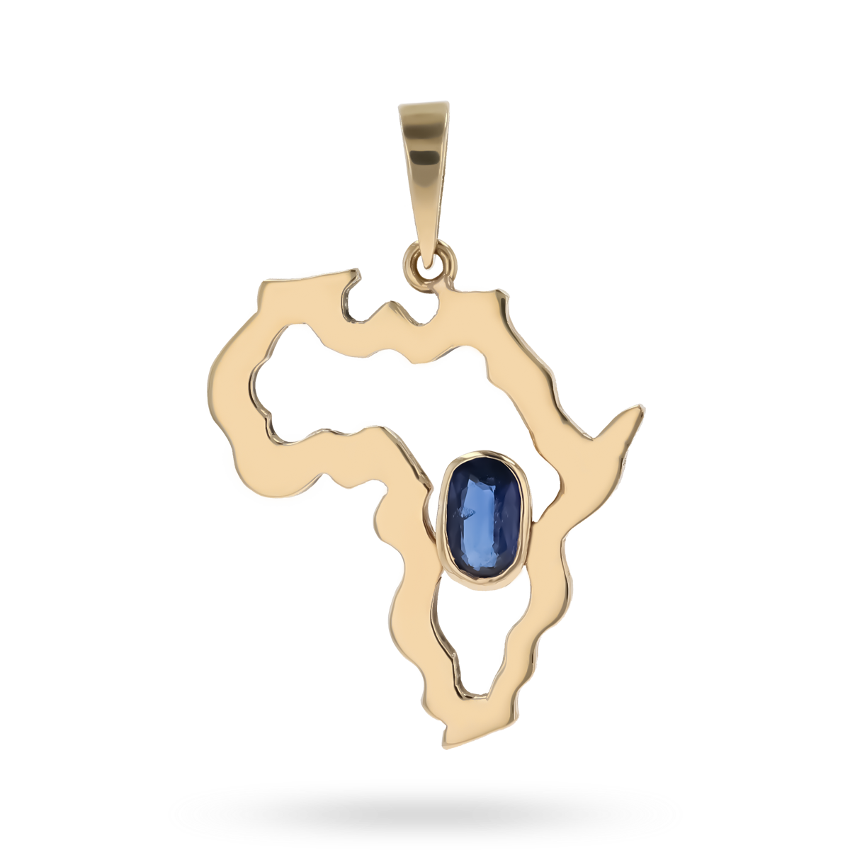 18ct Yellow Gold Africa Sapphire Pendant & Chain