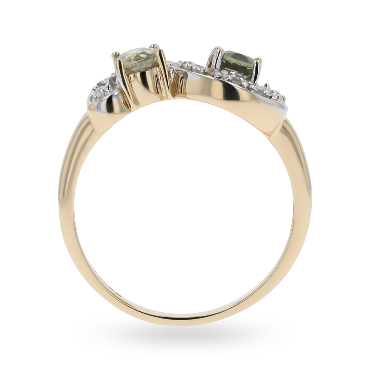 9ct Yellow Gold Toi et Moi Peridot & White Sapphire Ring