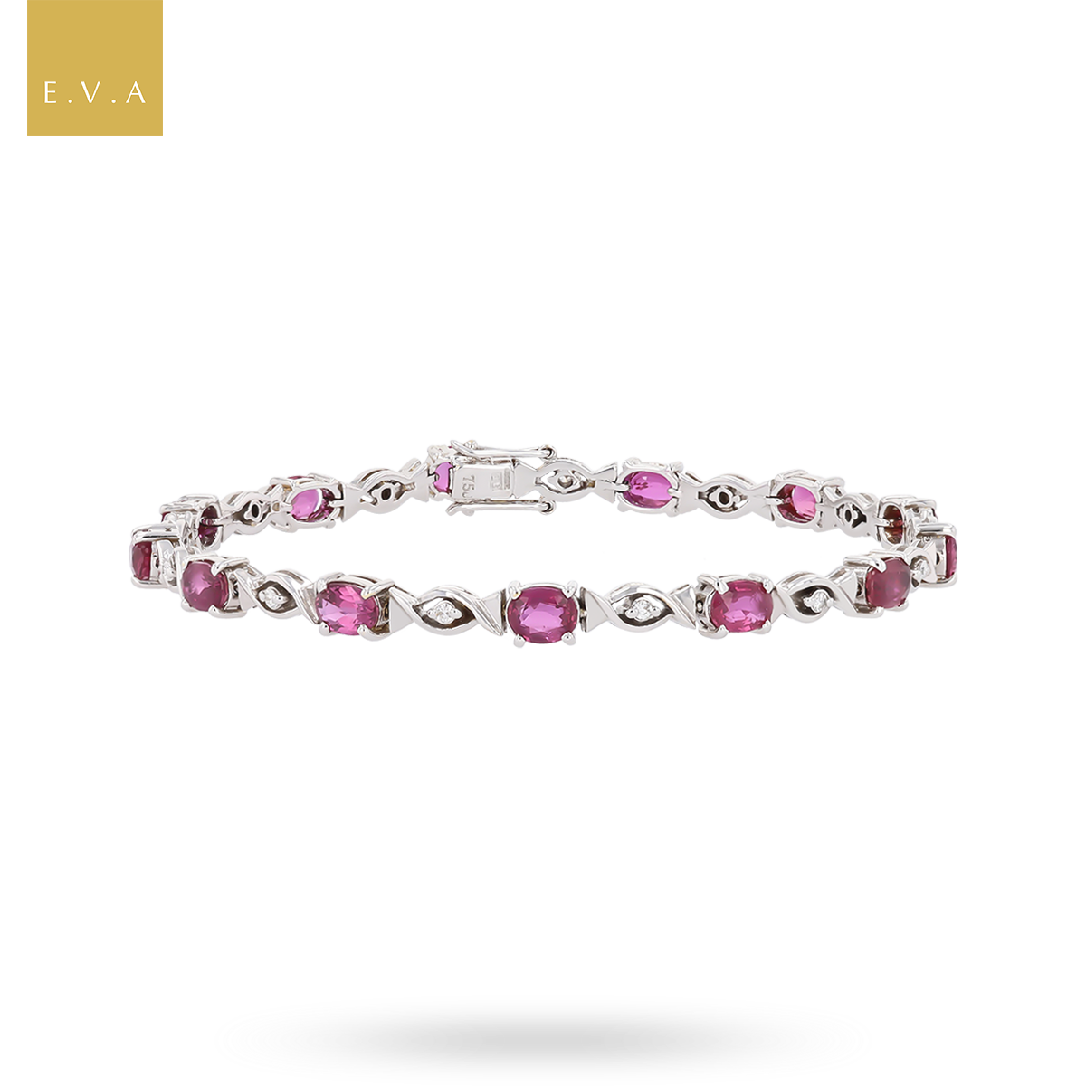18ct White Gold Ruby & Diamond Set Sweetie Bracelet