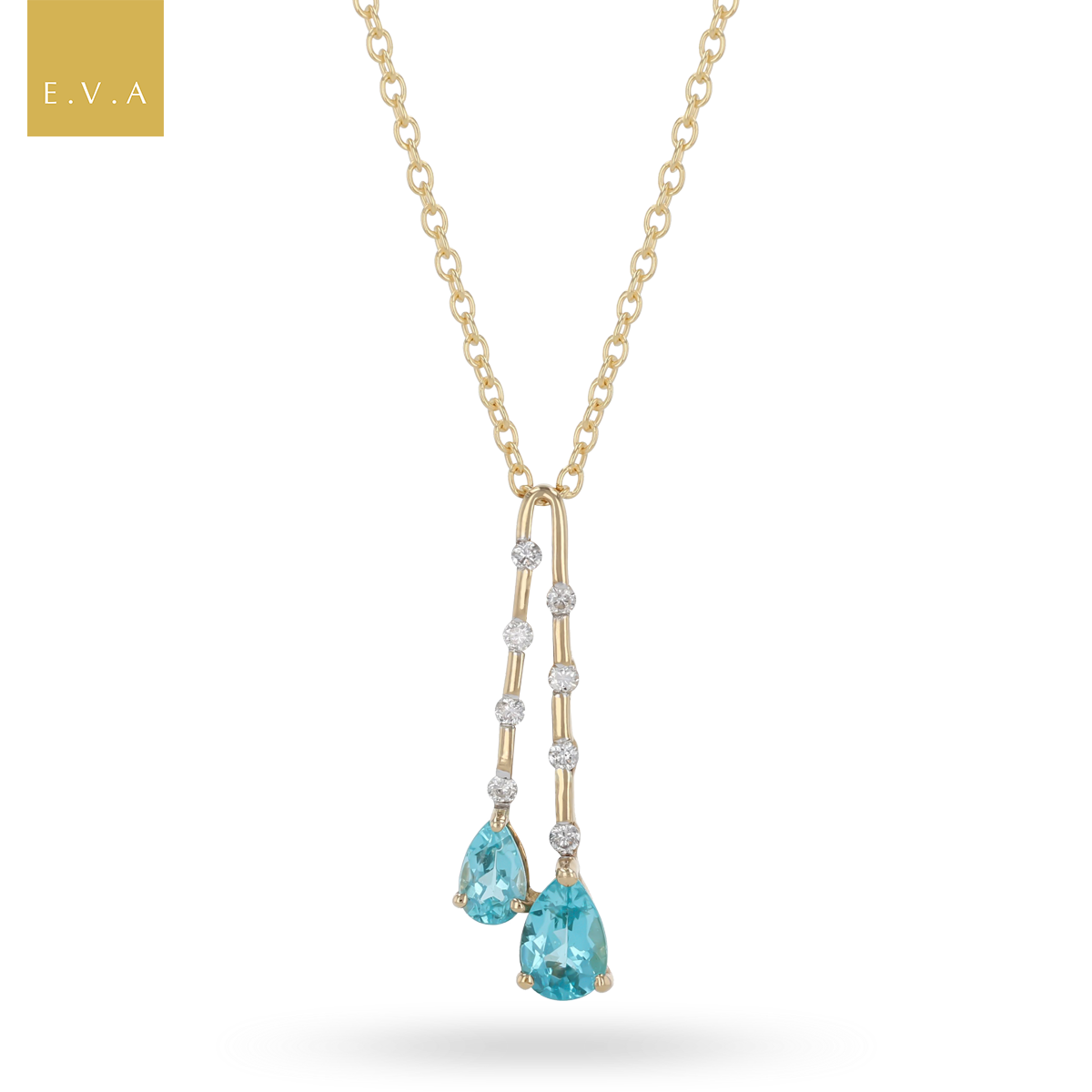 9ct Yellow Gold Apatite & Diamond Set Bamboo Pendant