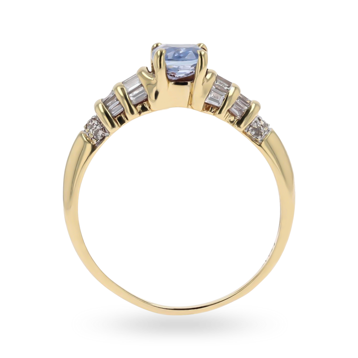 18ct Yellow Gold Sapphire & Diamond Triple Tier Ring