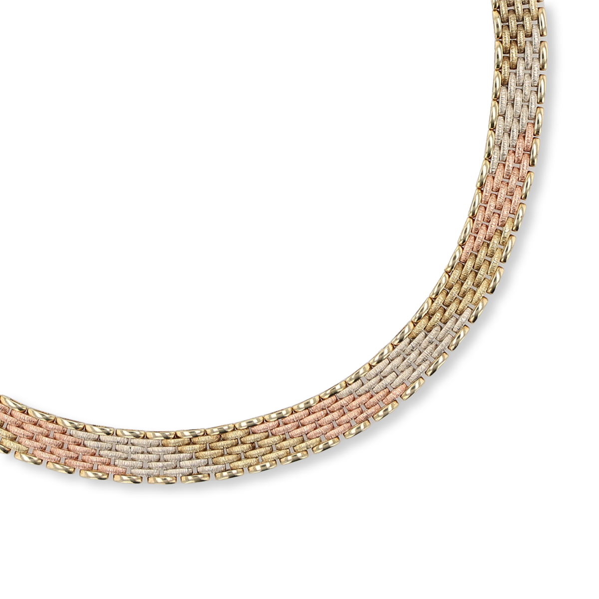 9ct Three Colour Gold Panther Link Necklace