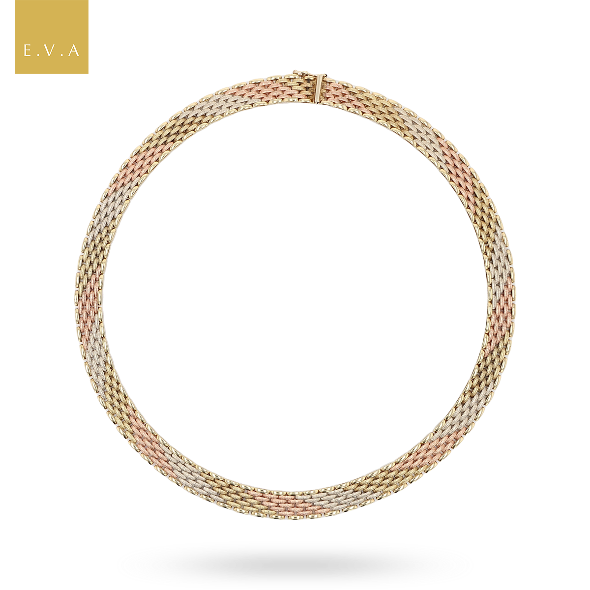 9ct Three Colour Gold Panther Link Necklace