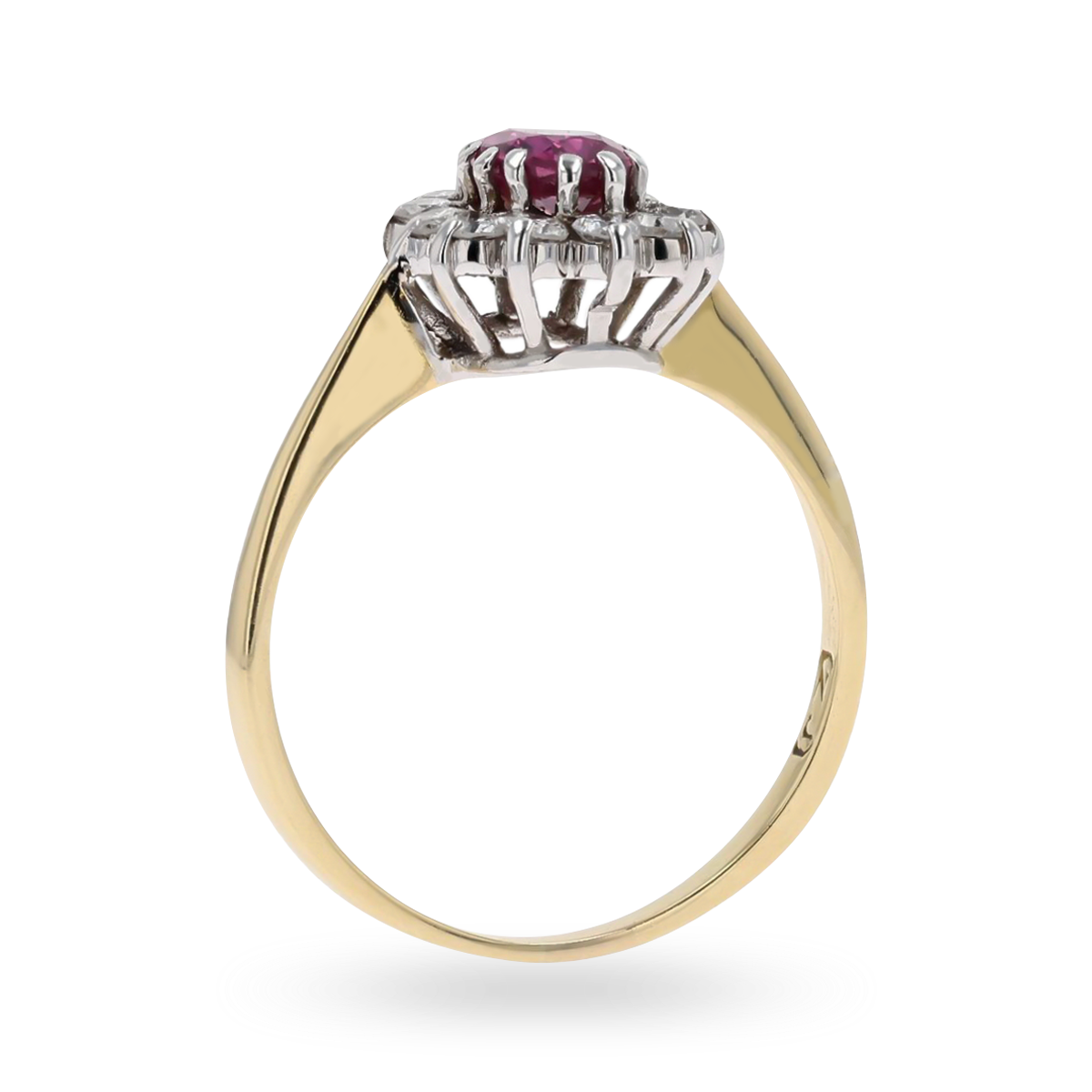 18ct Yellow Gold Ruby & Diamond Cluster Ring