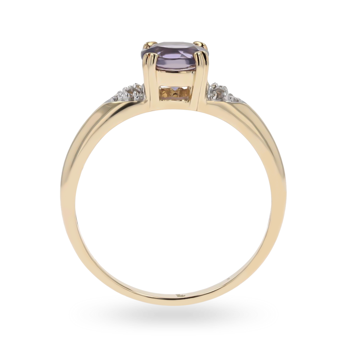 9ct Yellow Gold Iolite & Diamond Solitaire Ring