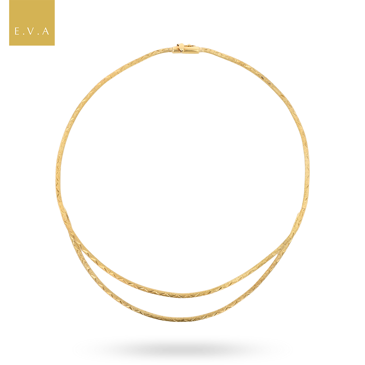 9ct Yellow Gold Two Strand Diamond Cut Collarette Necklace