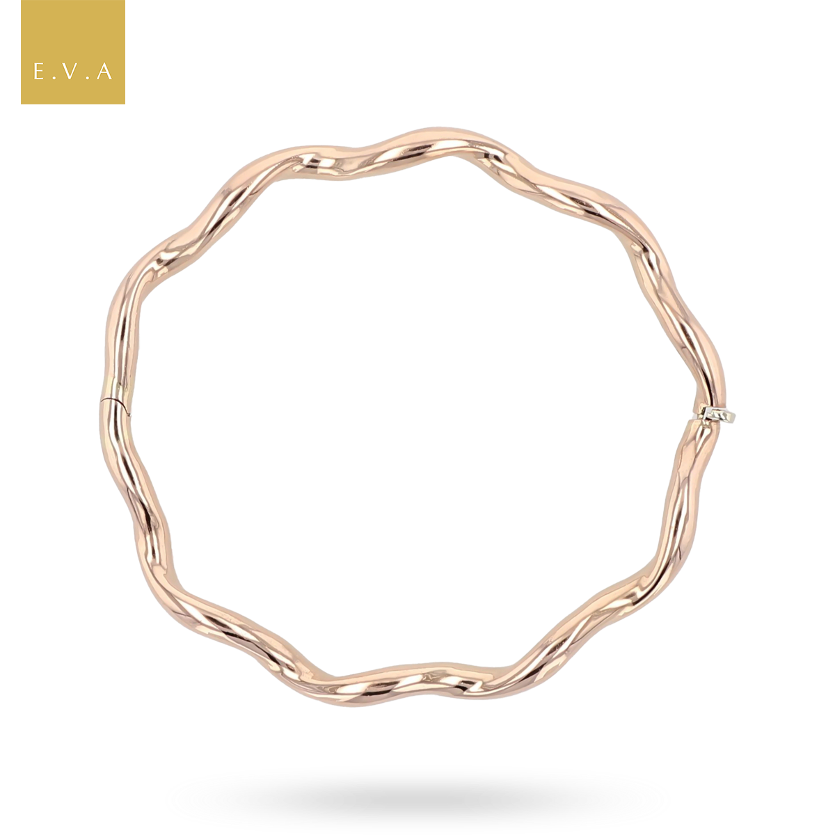 9ct Rose Gold Wavy Hinged Bangle