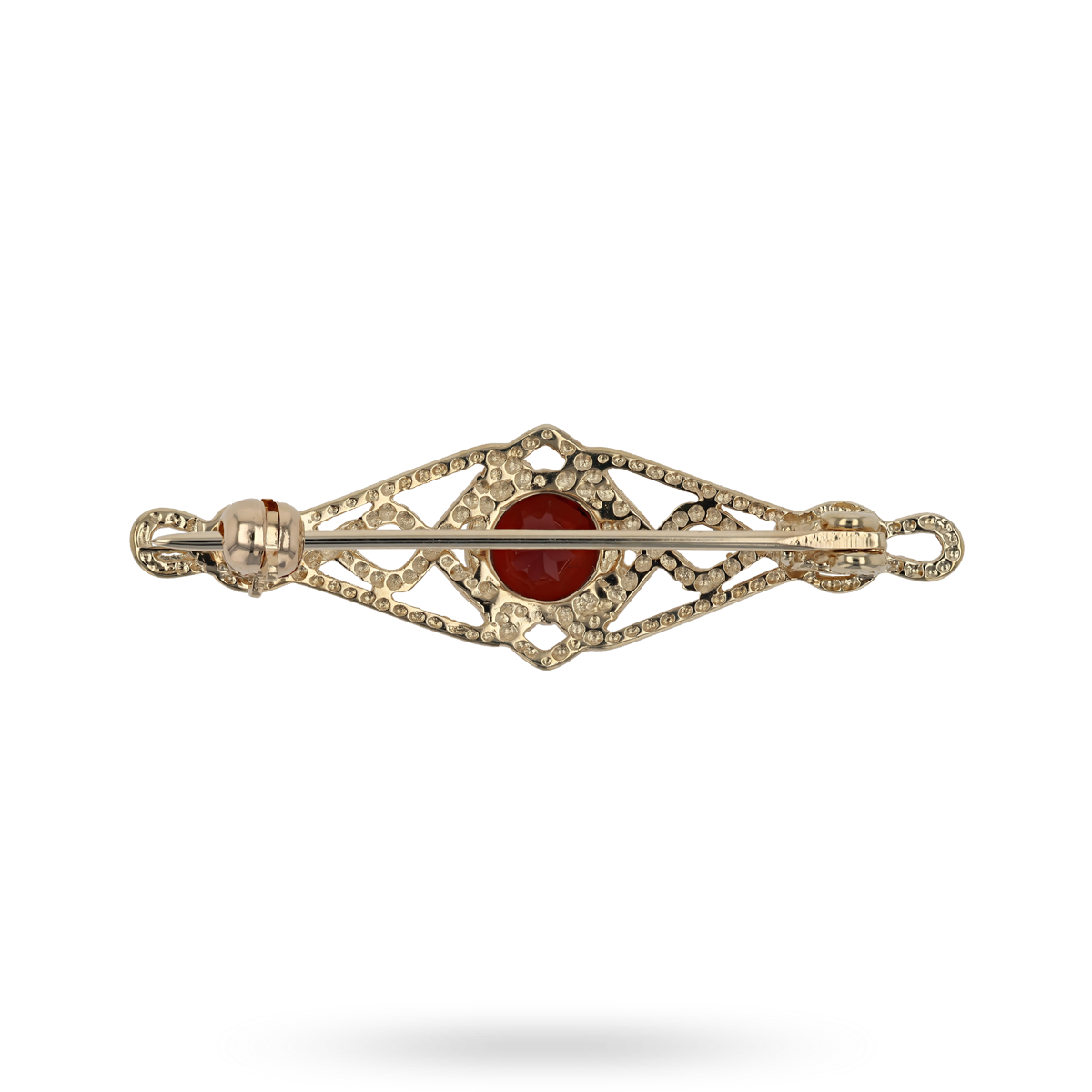 9ct Yellow Gold Celtic Love Knot Garnet Brooch