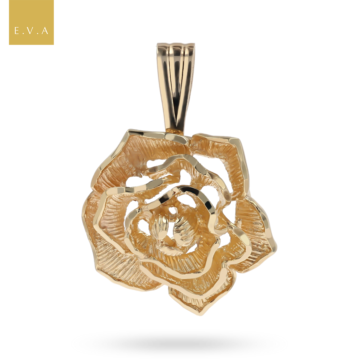9ct Yellow Gold Rose Pendant