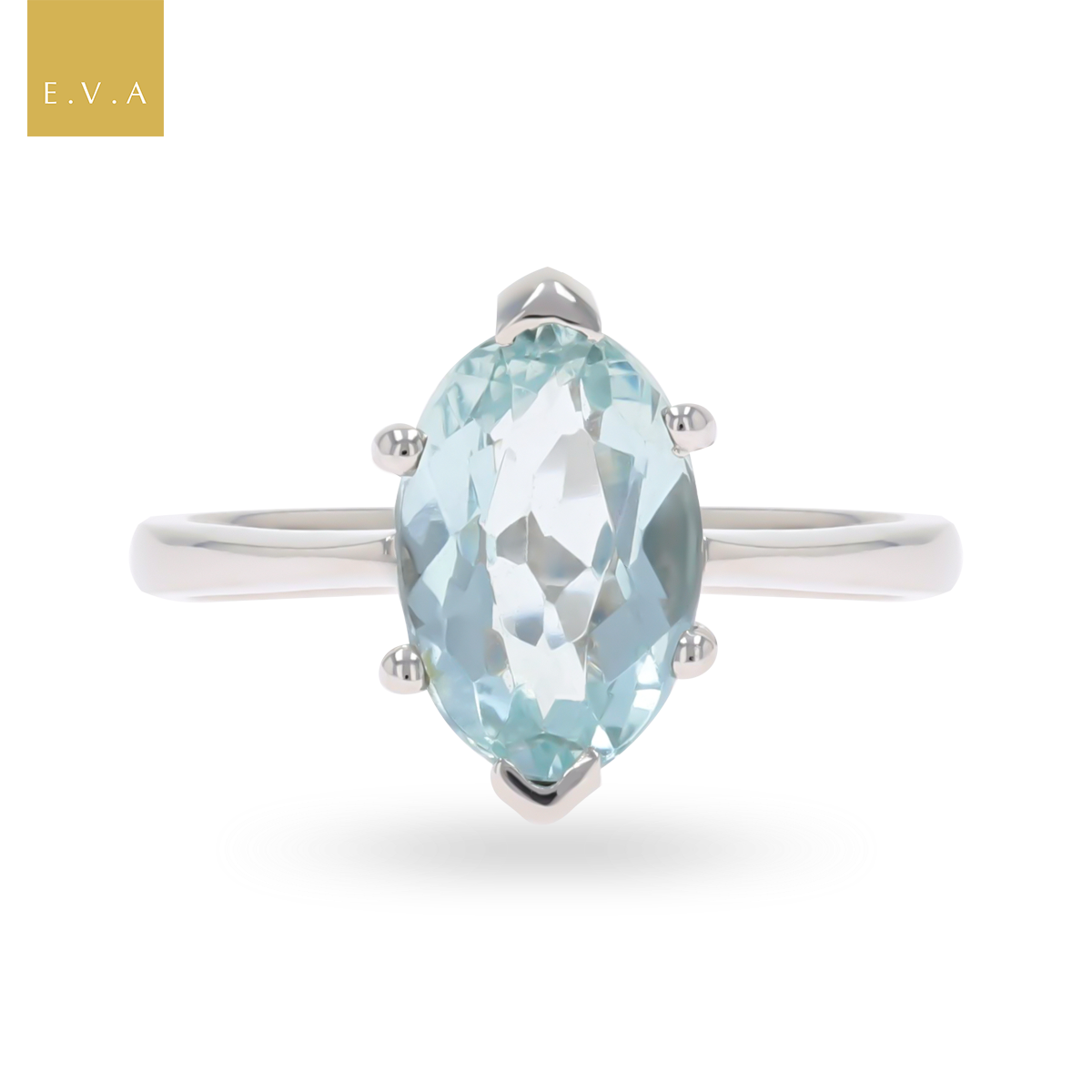 Platinum Marquise Cut Aquamarine Solitaire Ring