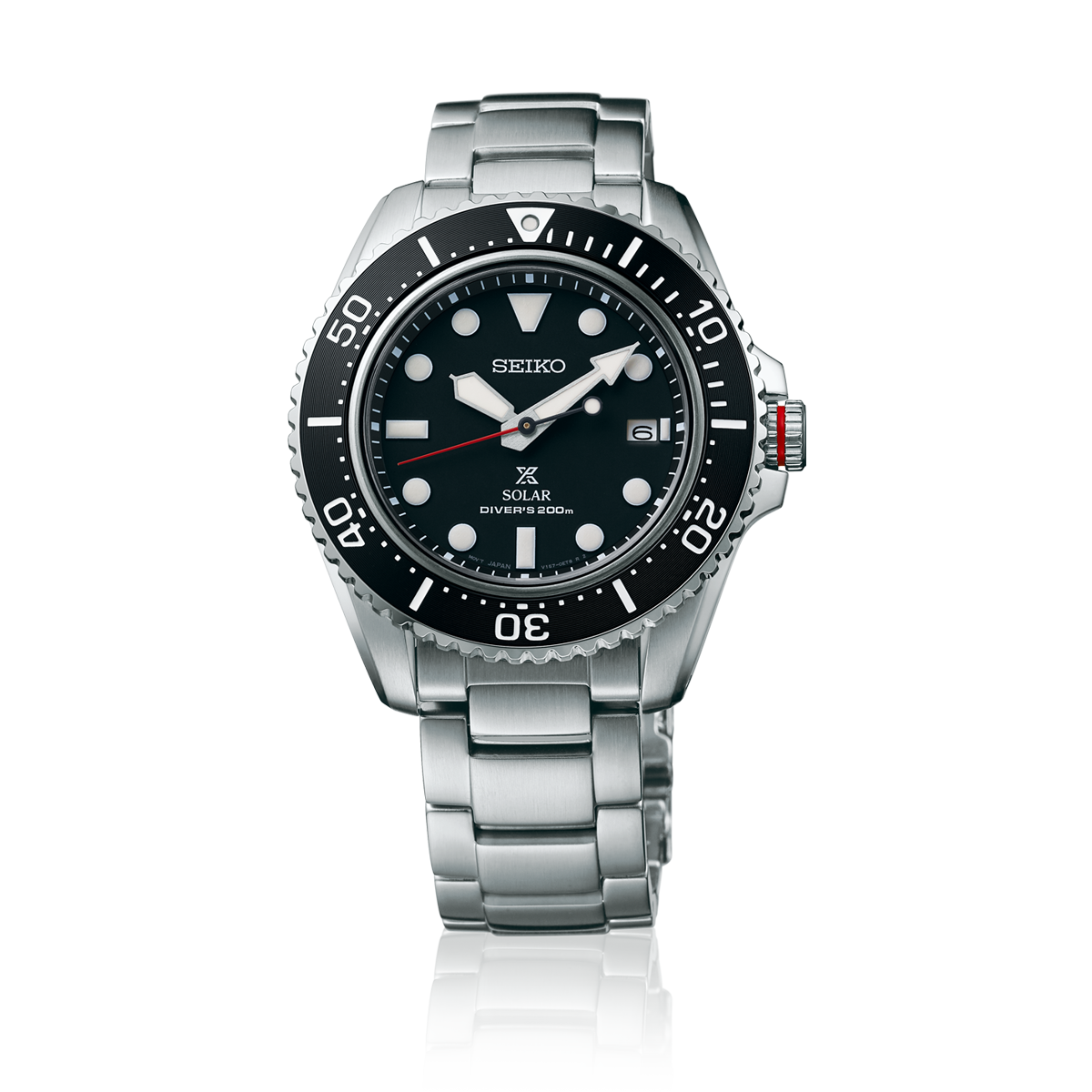 Seiko Prospex Solar Diver, Black Bezel with Stainless Steel Bracelet - SNE589P1