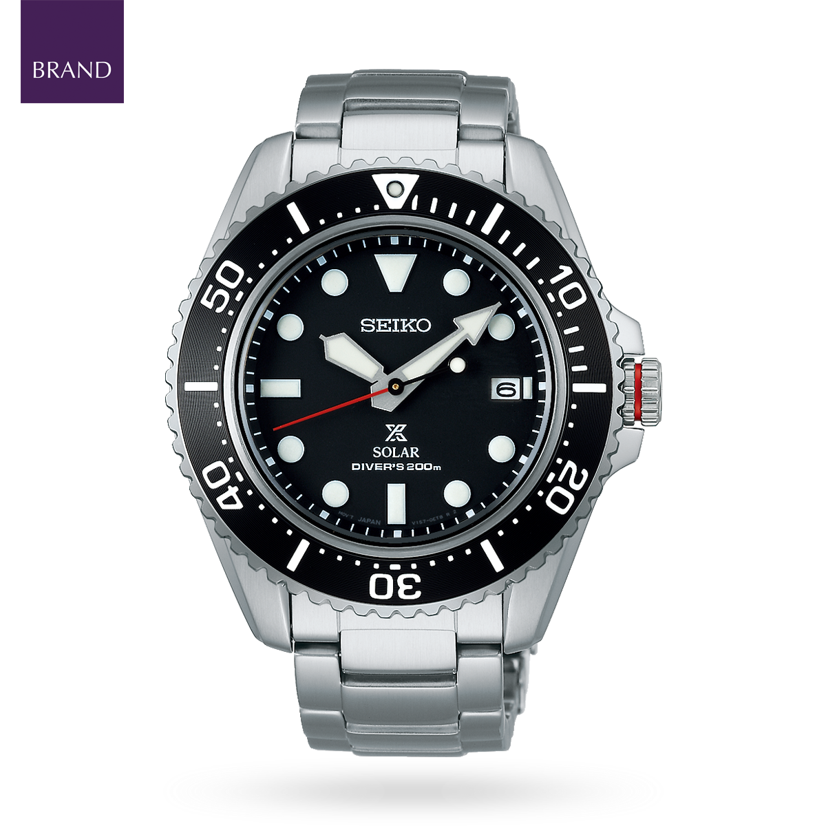 Seiko Prospex Solar Diver, Black Bezel with Stainless Steel Bracelet - SNE589P1