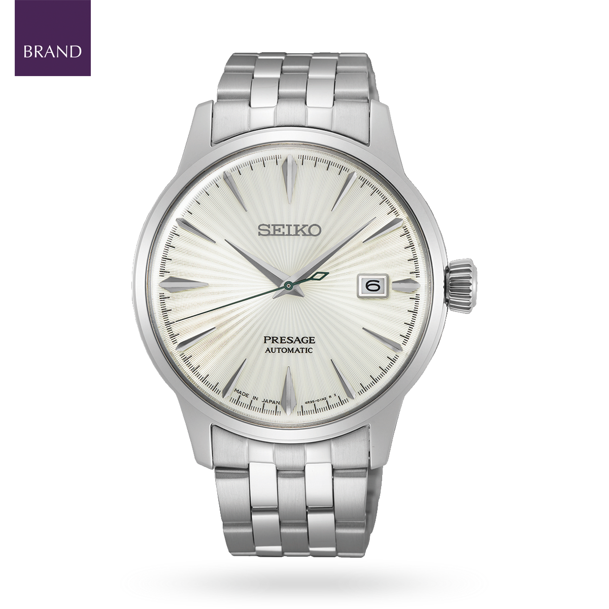 Seiko Presage Cocktail Time “The Martini”, Silver Dial with Stainless Steel Bracelet - SRPG23J1
