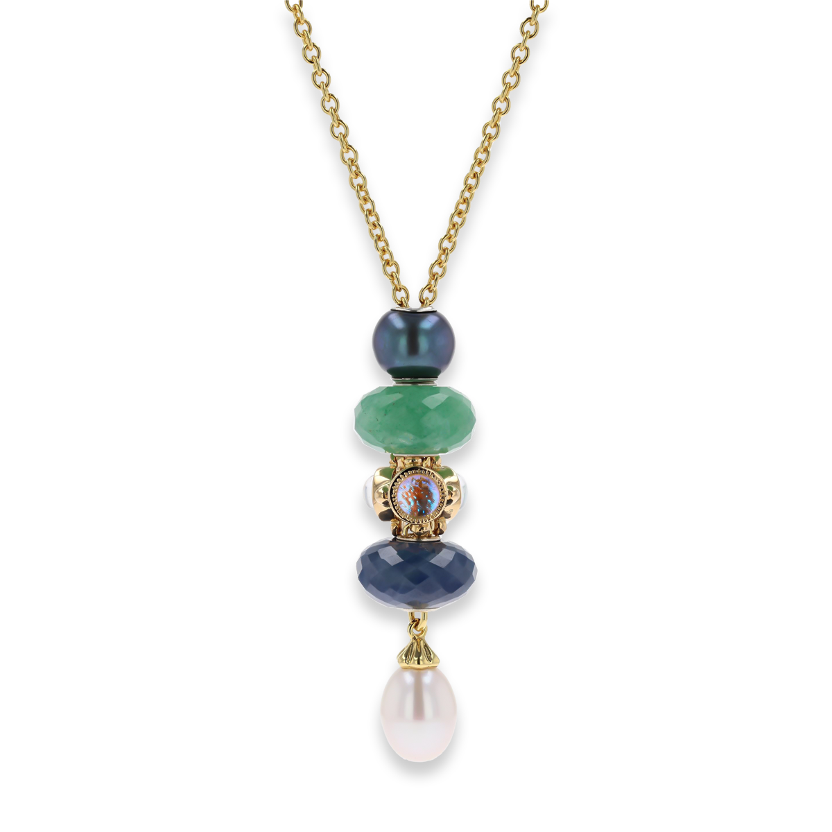 Trollbeads Exclusive 18ct Yellow Gold The Trinity on Inspiration Fantasy Pearl Necklace