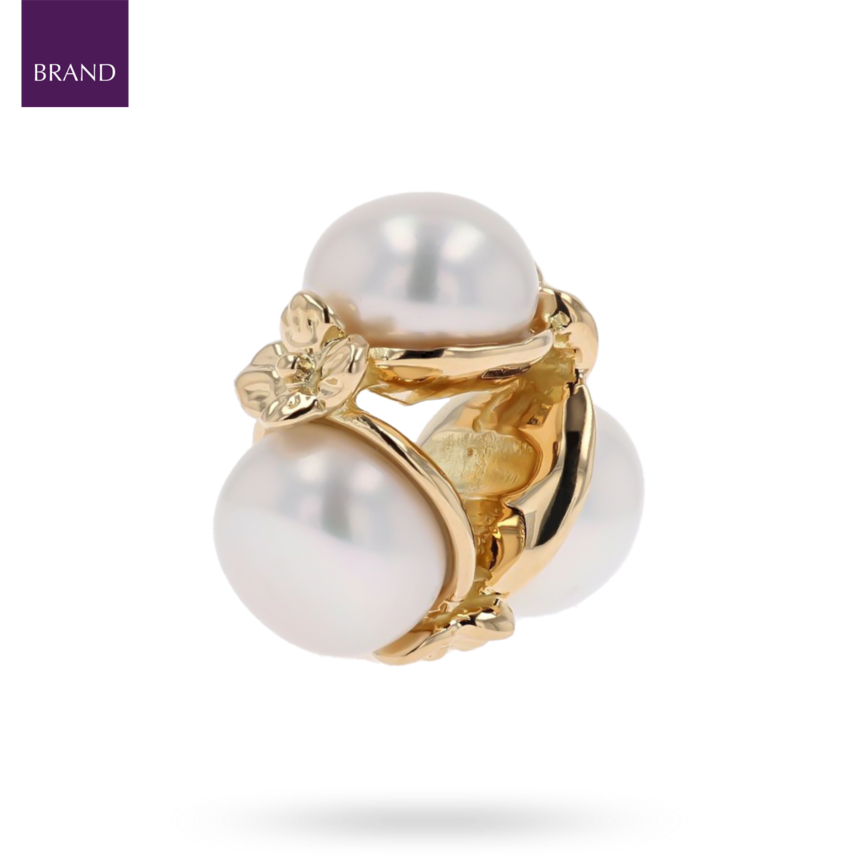 Trollbeads Exclusive 18ct Yellow Gold Triple Pearl White