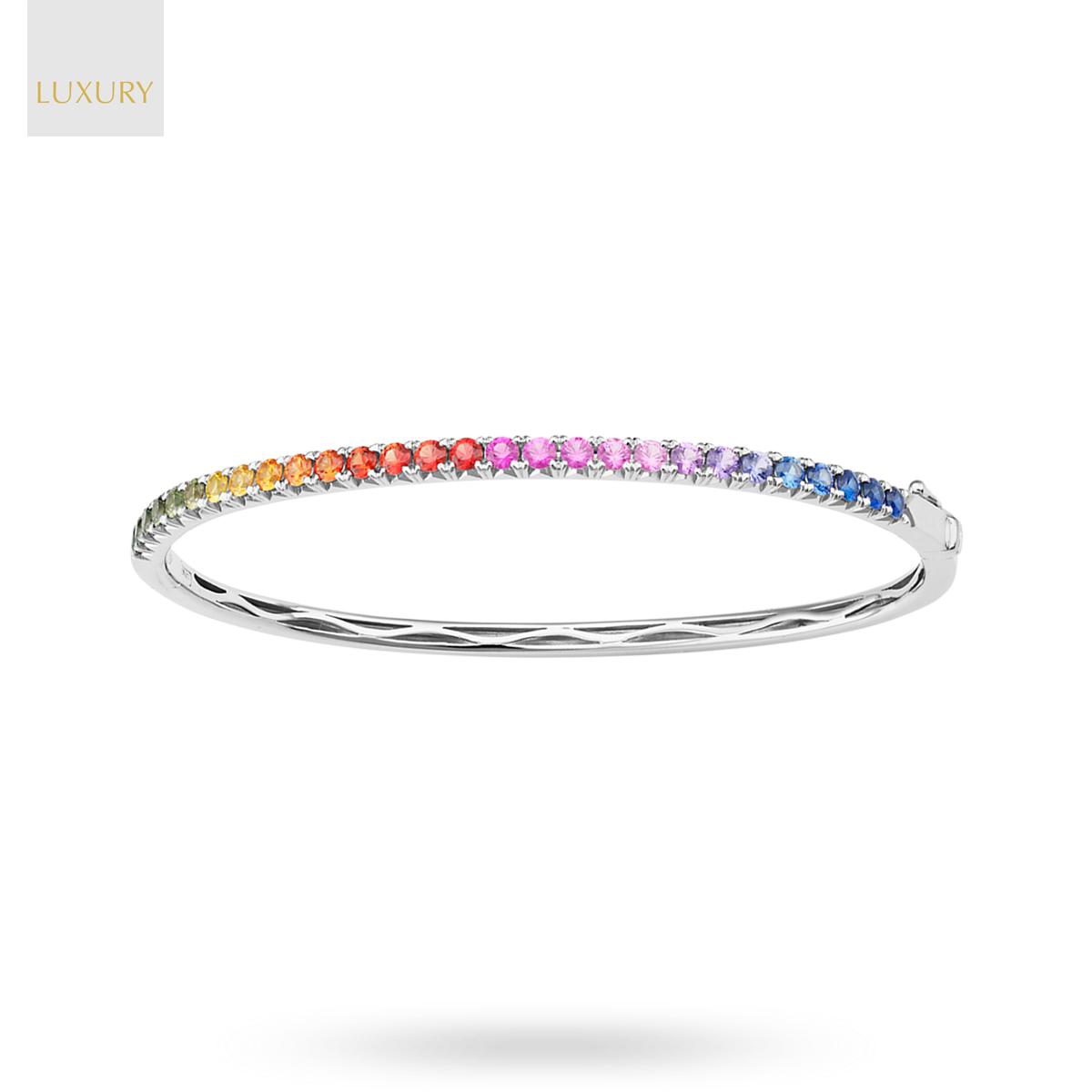 18ct White Gold 1.87cts Fancy Sapphire "Rainbow" Bangle