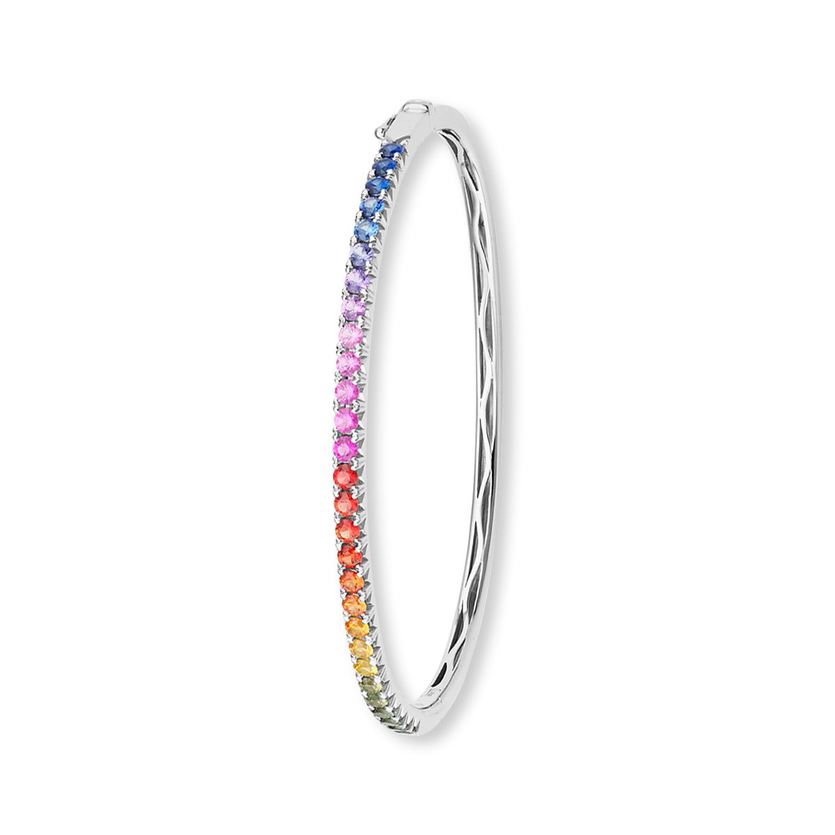 18ct White Gold 1.87cts Fancy Sapphire "Rainbow" Bangle