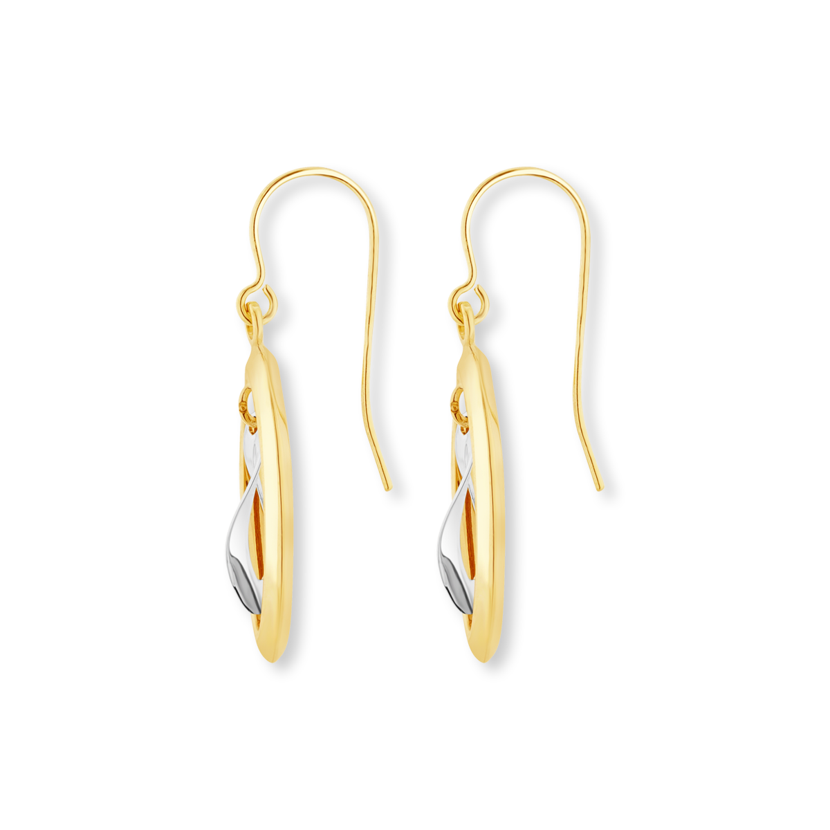 9ct Yellow & White Gold Double Marquise Drop Earrings