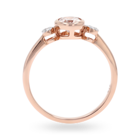 9ct Rose Gold Oval Morganite & Diamond Trilogy Ring