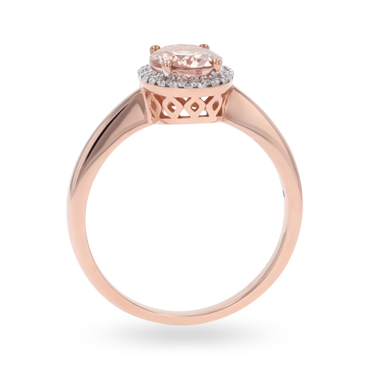 9ct Rose Gold Oval Morganite & Diamond Cluster Ring