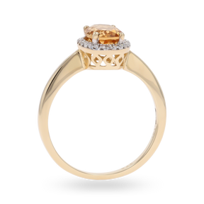 9ct Yellow Gold Oval Citrine & Diamond Cluster Ring