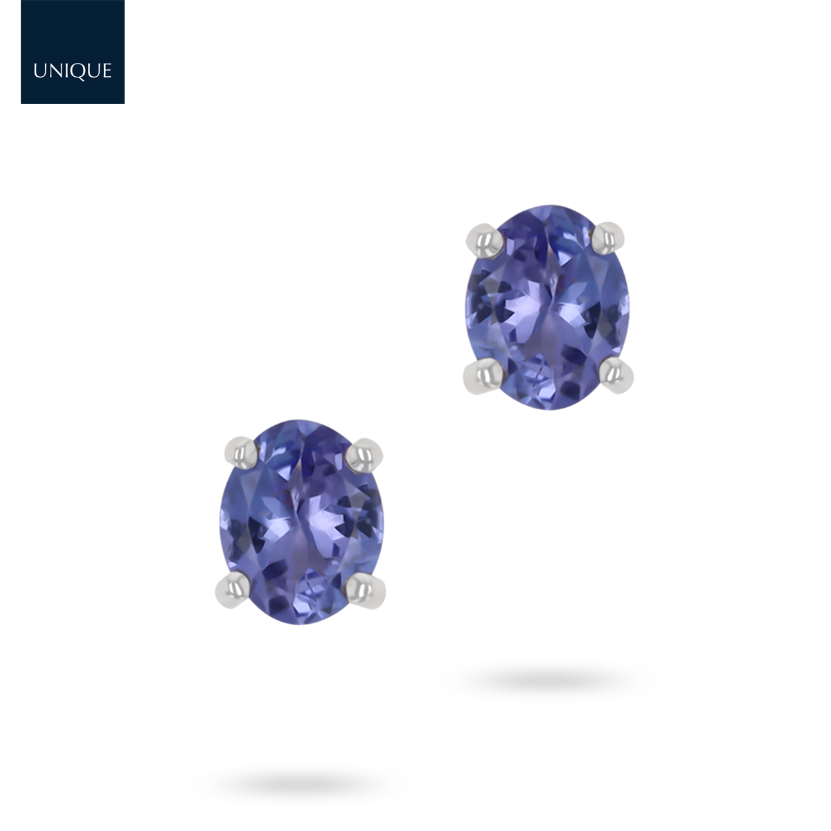 9ct White Gold Oval Cut Tanzanite Solitaire Stud Earrings