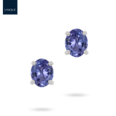 9ct White Gold Oval Shaped Tanzanite Solitaire Stud Earrings