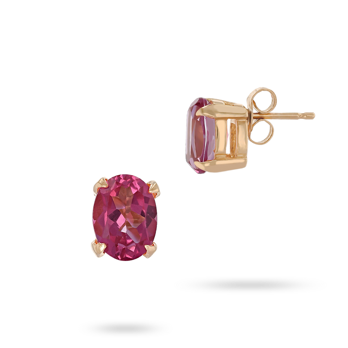 9ct Yellow Gold Pink Topaz Solitaire Stud Earrings