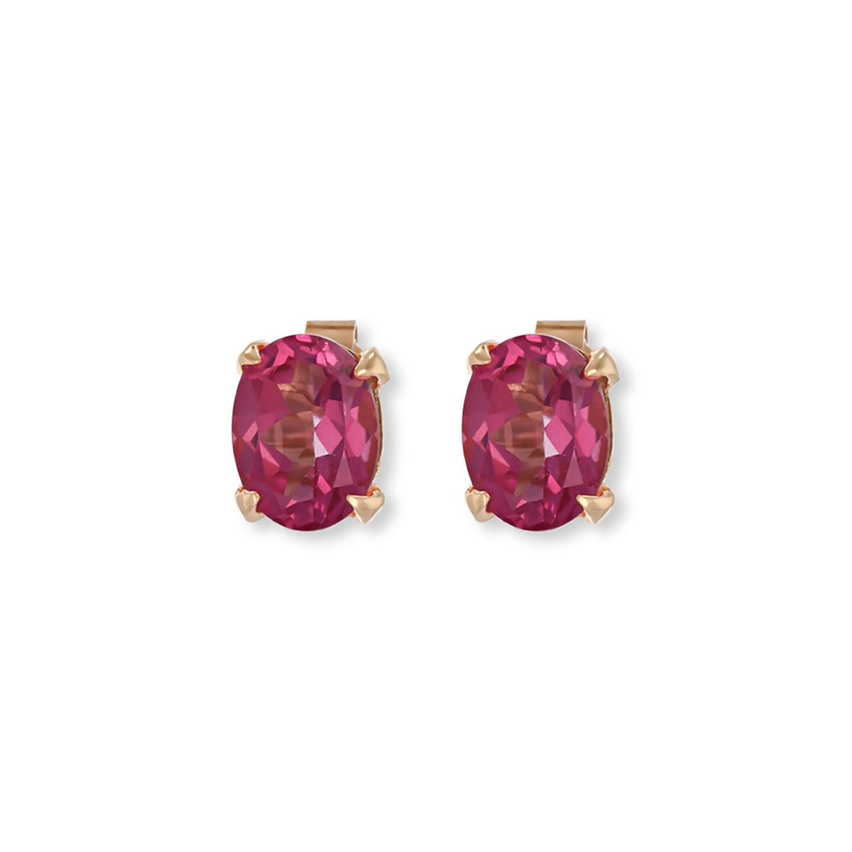 9ct Yellow Gold Pink Topaz Solitaire Stud Earrings