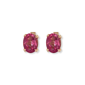 9ct Yellow Gold Pink Topaz Solitaire Stud Earrings