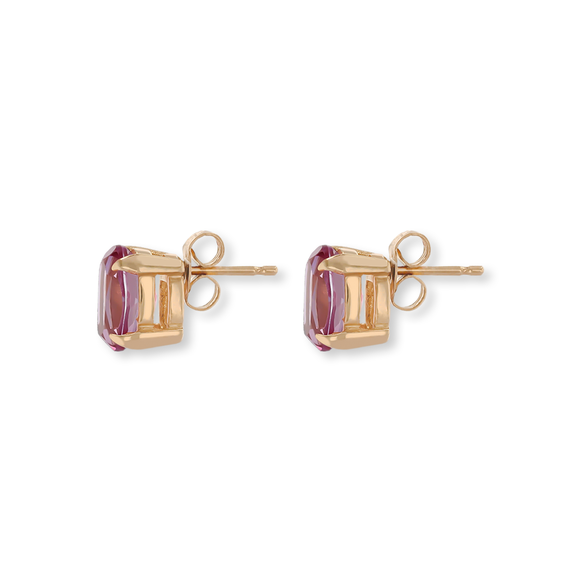 9ct Yellow Gold Pink Topaz Solitaire Stud Earrings