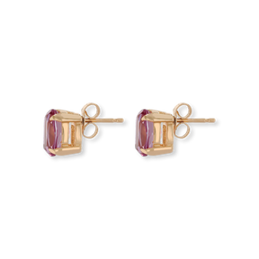 9ct Yellow Gold Pink Topaz Solitaire Stud Earrings