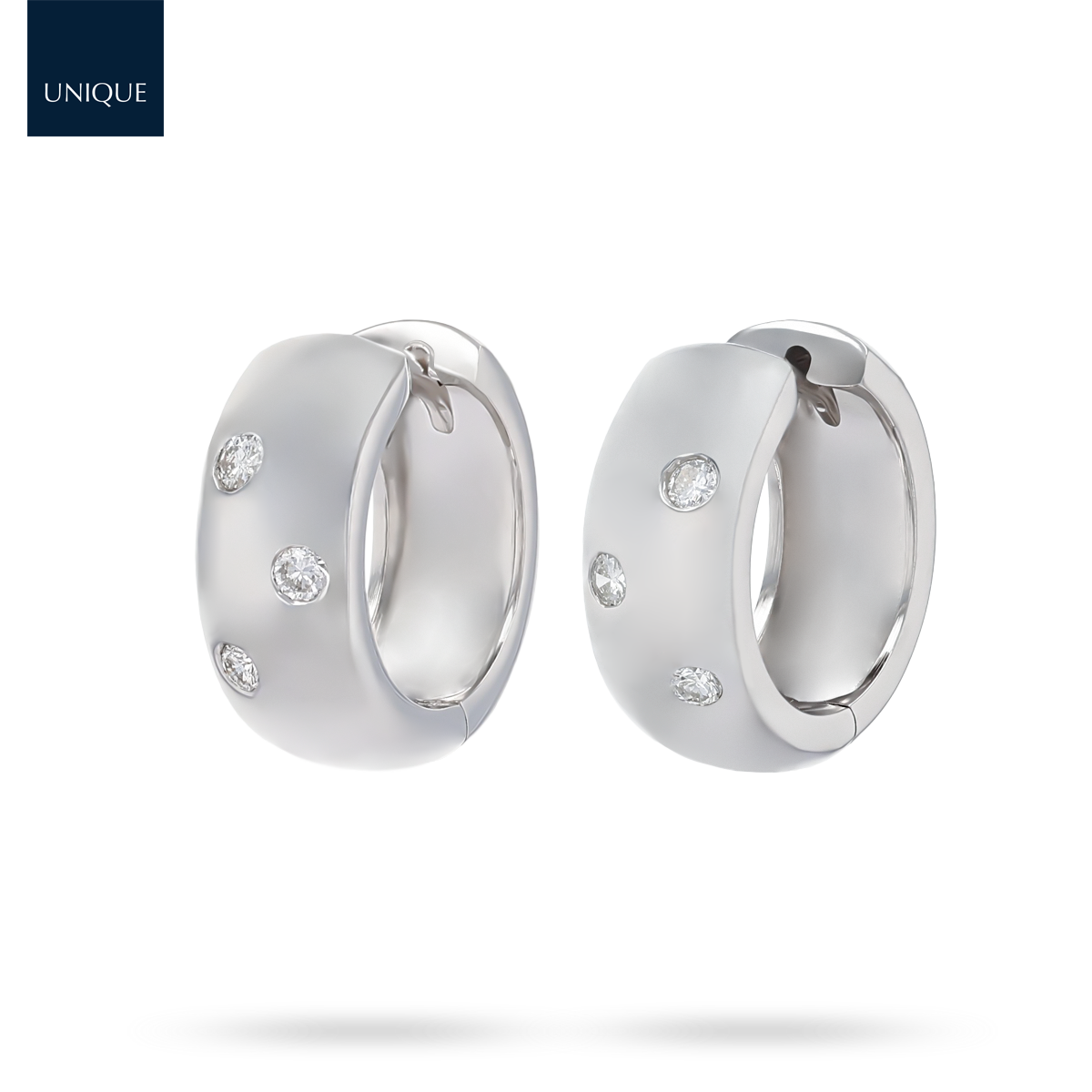 18ct White Gold Diamond Set Huggie Earrings