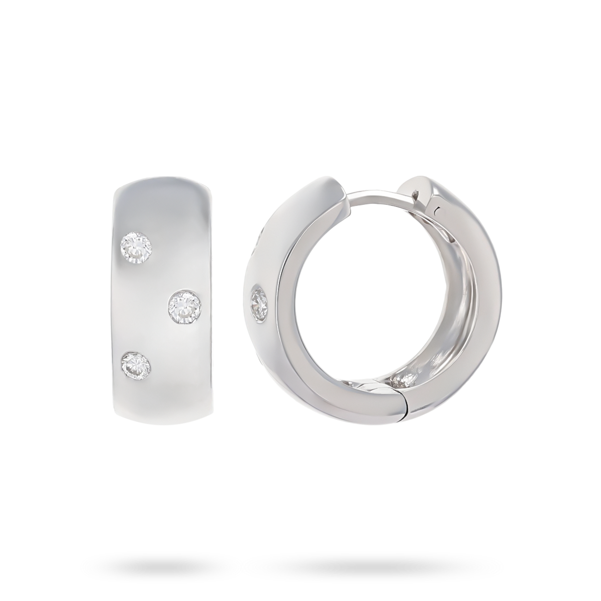 18ct White Gold Diamond Set Huggie Earrings