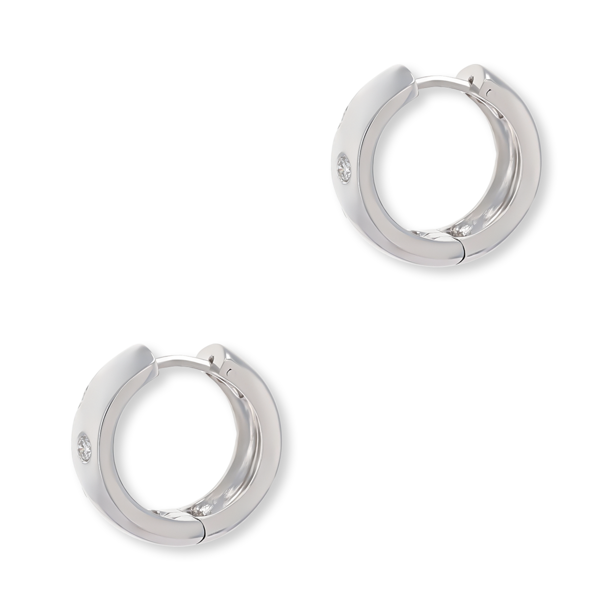 18ct White Gold Diamond Set Huggie Earrings